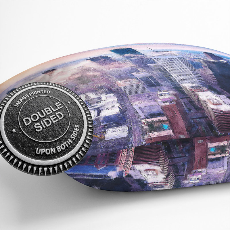 Houston Texas Skyline Painting Cushion with Filling, 40cm H x 40cm W x 15cm D