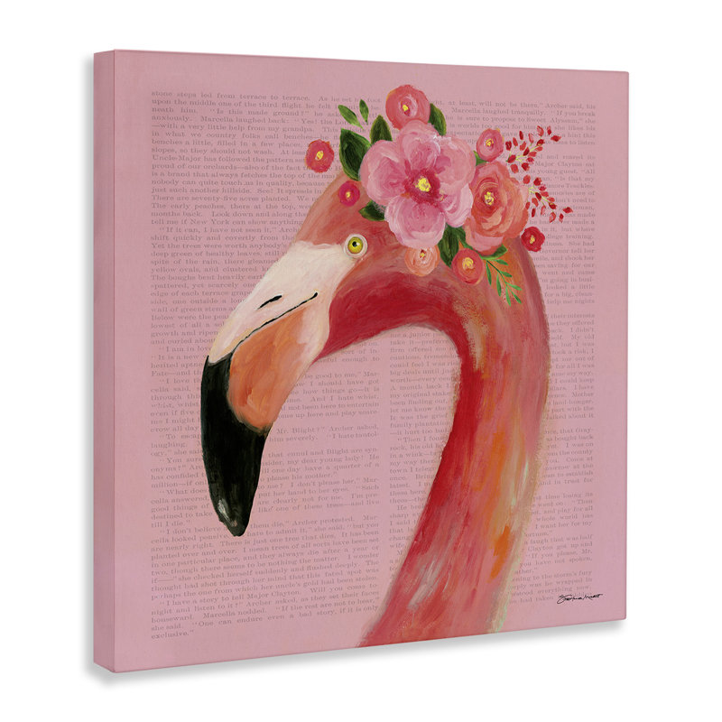 «Floral Flamingo Pink Portrait», impression, H 17 po x l 17 po