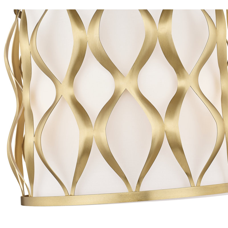 Luminaire suspendu tambour à 3 lumières Sadowski, Or moderne