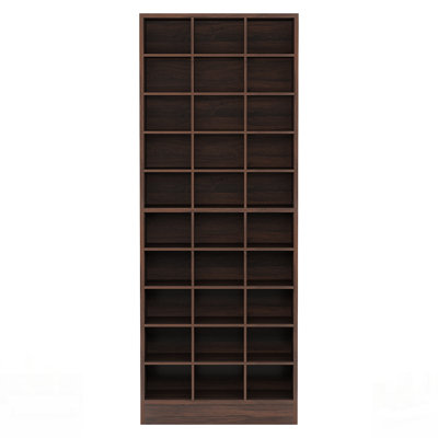 10-Tier Espresso Wooden Shoe Storage Cabinet, Modern And Spacious 30-Cubby Organizer For Clutter-Free Entryways