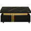 Table basse rectangulaire en faux marbre avec tiroirs et roulettes, roue mobile noire de salon contemporain