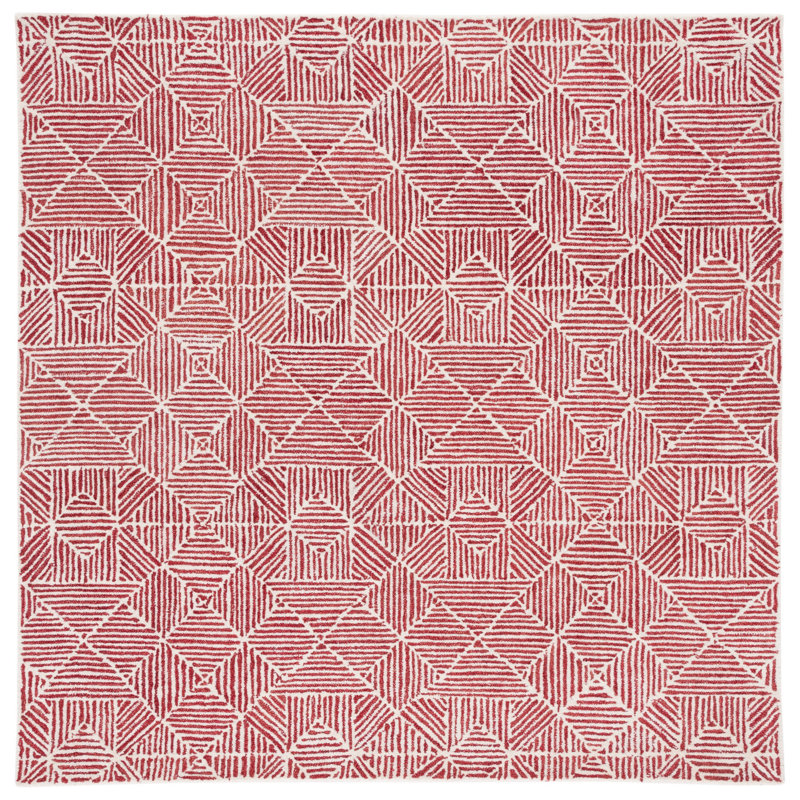 Foraker Hand Tufted 0.8 Wool 0.2 Cotton Geometric Rug, Square 6'