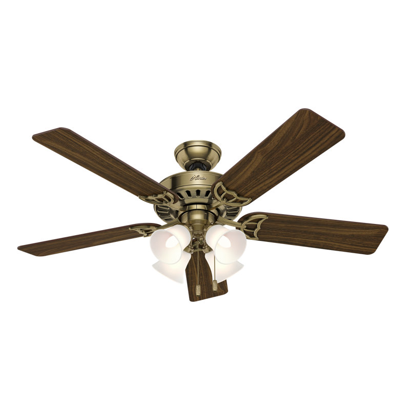 Hunter Studio Series 52" Antique Brass Ceiling Fan with LED Light Kit