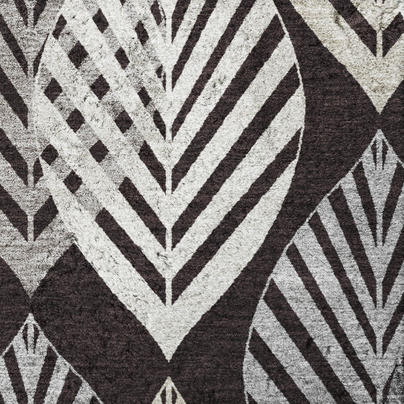 Tapis Dream Shag ADS744 de qualité supérieure, lavable à la machine et à motif floral, Black, 2'3" x 7'6" Runner