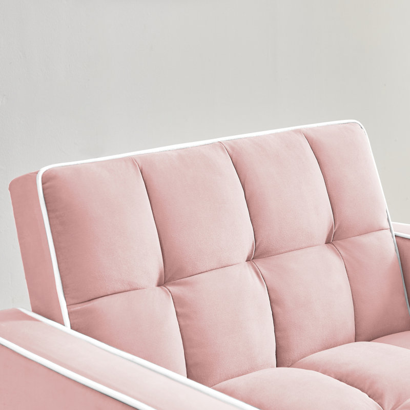 Canapé-lit convertible 3-en-1 Cahir, Velours rose