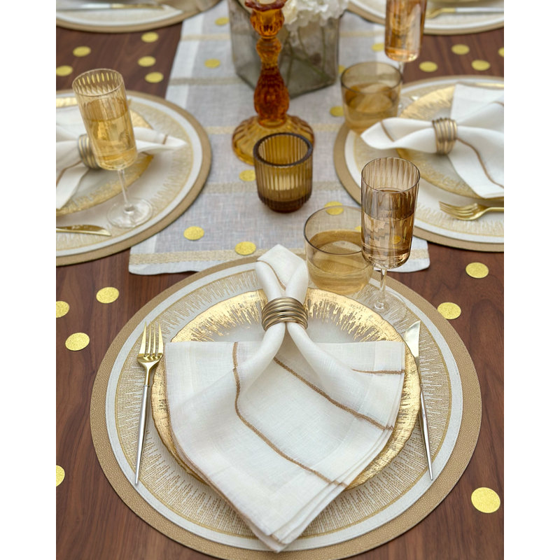 Skate Vinyl Round Placemat, Antique Gold