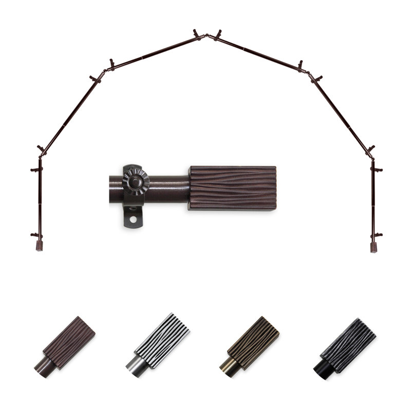 Tringle à rideaux simple ajustable avec baie vitrée de 0,81 po, Cacao, 28 po à 48 po (chaque côté)