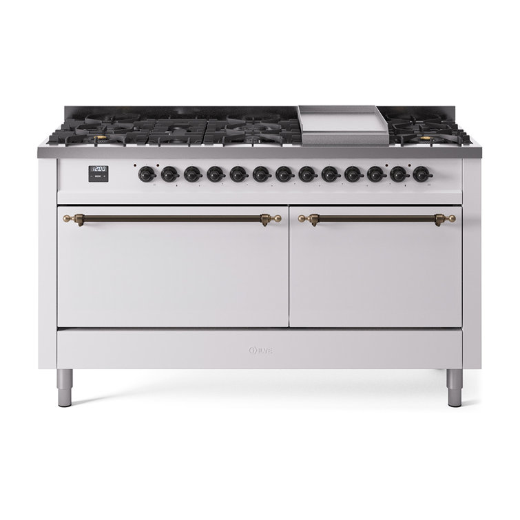 ILVE Nostalgie II 60 in Dual Fuel Range, 9 Burner, Griddle