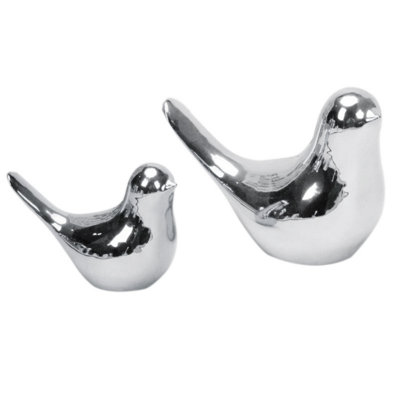 2 pièces statues d'oiseaux décorations de style moderne pour la décoration de table salon, chambre à coucher, bureau (1 grand, 1 petit)