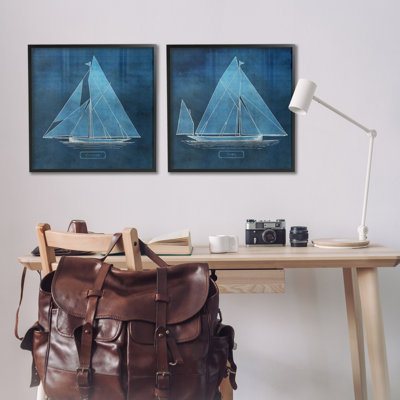 Ensemble de 2 estampes nautiques encadrées, dessin par Susan Arnot