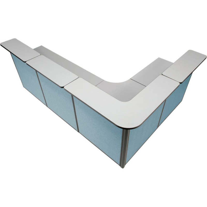 L-Shaped Synthetic Laminate Reception Desk, Blue