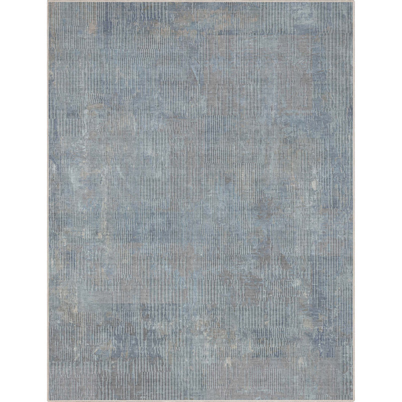 Nuzzo Acropolis Modern Geometric Lines Flat-Weave Blue Area Rug, Rectangle 9'10" x 13'