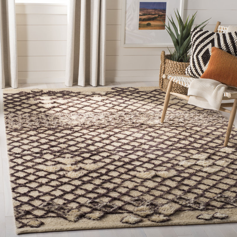 Tapis oriental beige en laine nouée à la main Burnham, Rectangle 4 pi x 6 pi