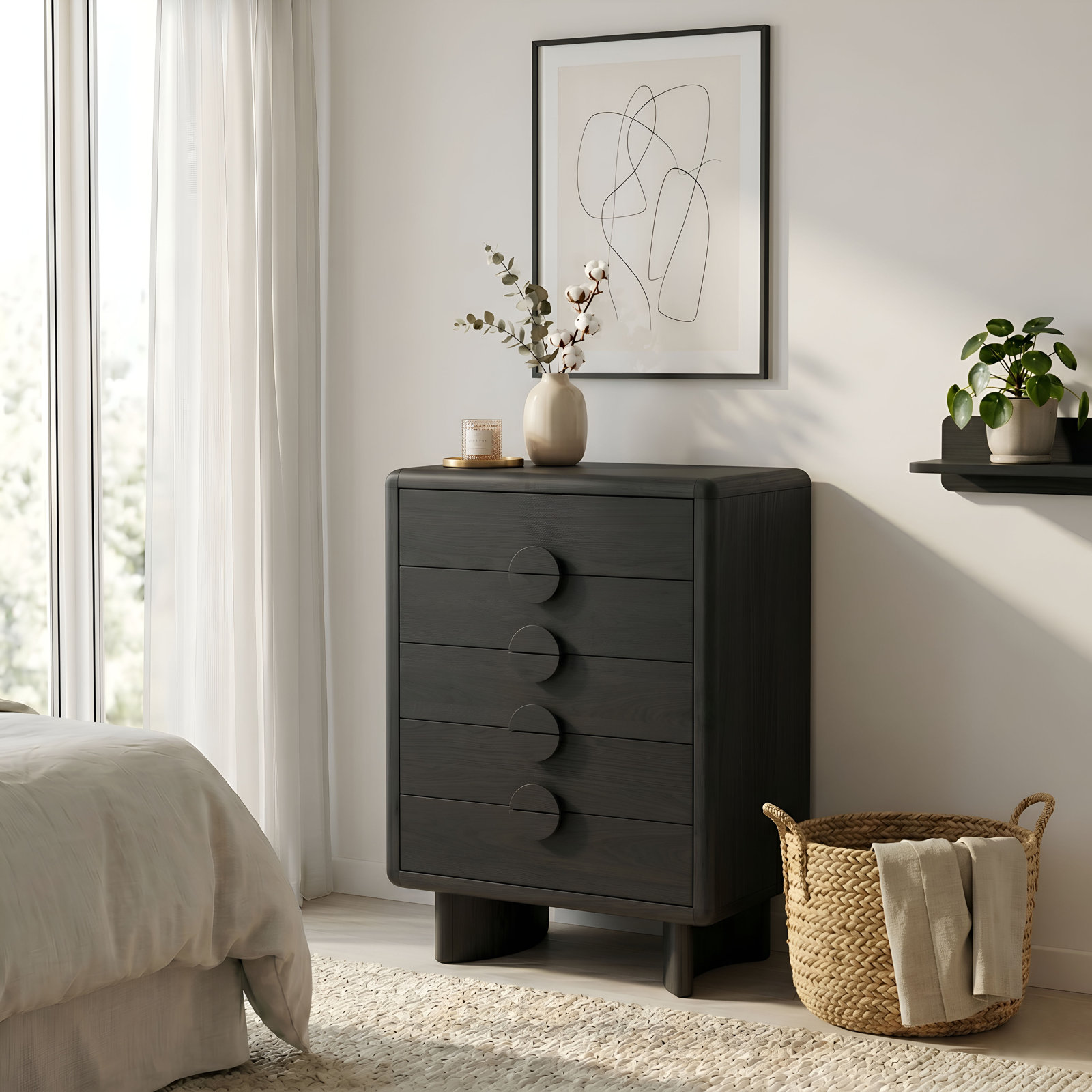 Circa 36" Oak Dresser, Black