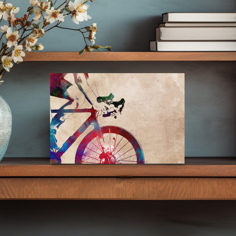 «Vibrant Cycling Motion», art mural contemporain, 12" H x 18" W