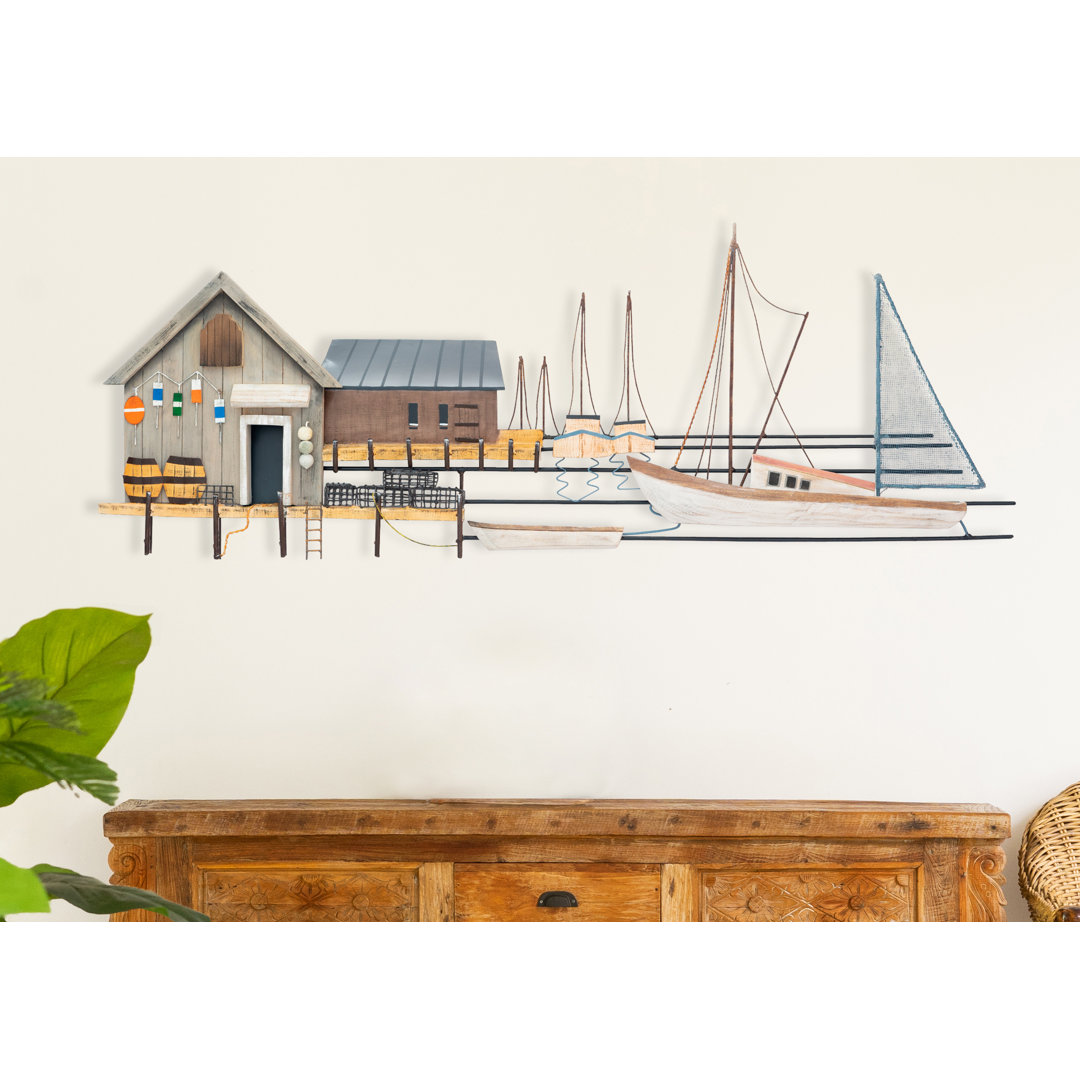 Handmade Coastal Wall Decor on Metal Longshore Tides