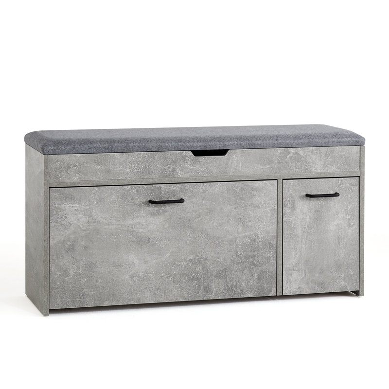 Banc de rangement rembourré Brodench, Gris
