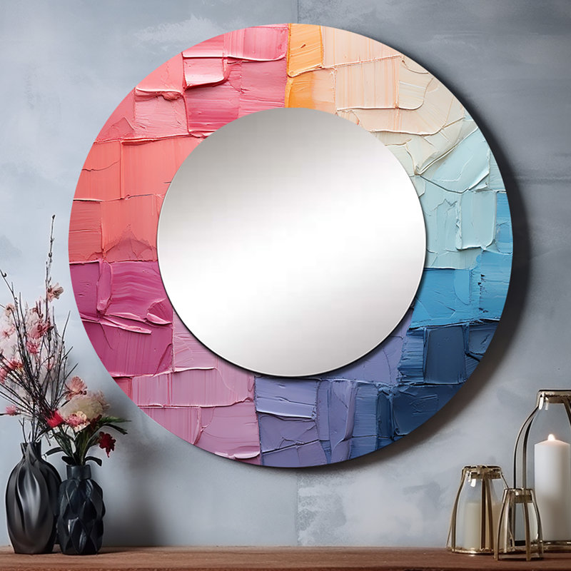 Abstract Patchwork III - Abstract Collages Round Mirror Wall Decor_MTMIR64057, 29" x 29"