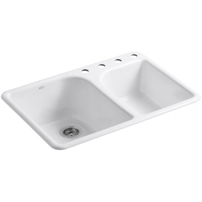 Executive Chef 33" L x 22" W Drop-In Kitchen Sink with 4 Faucet Holes