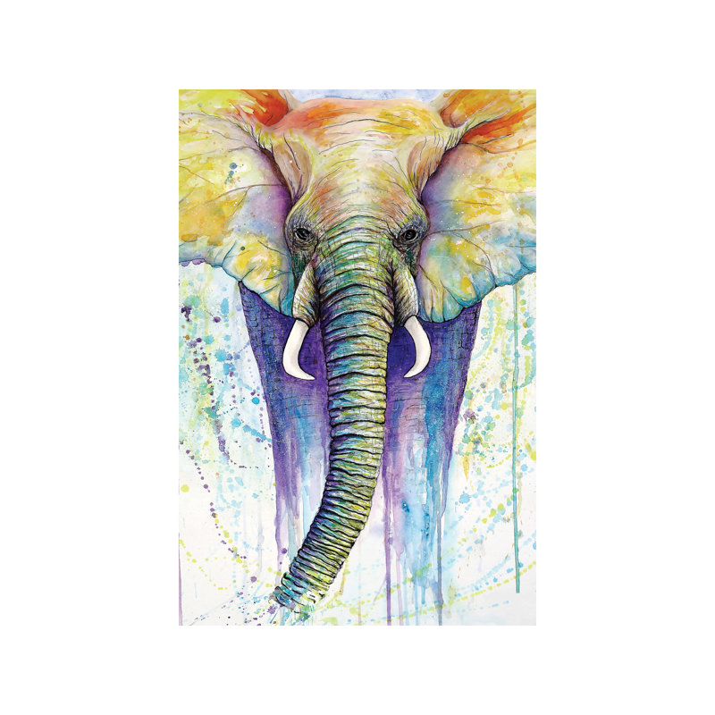 Elephant Colors by Michelle Faber - Painting on Canvas, 66.04 cm H x 45.72 cm W x 1.91 cm D, Wrapped Canvas