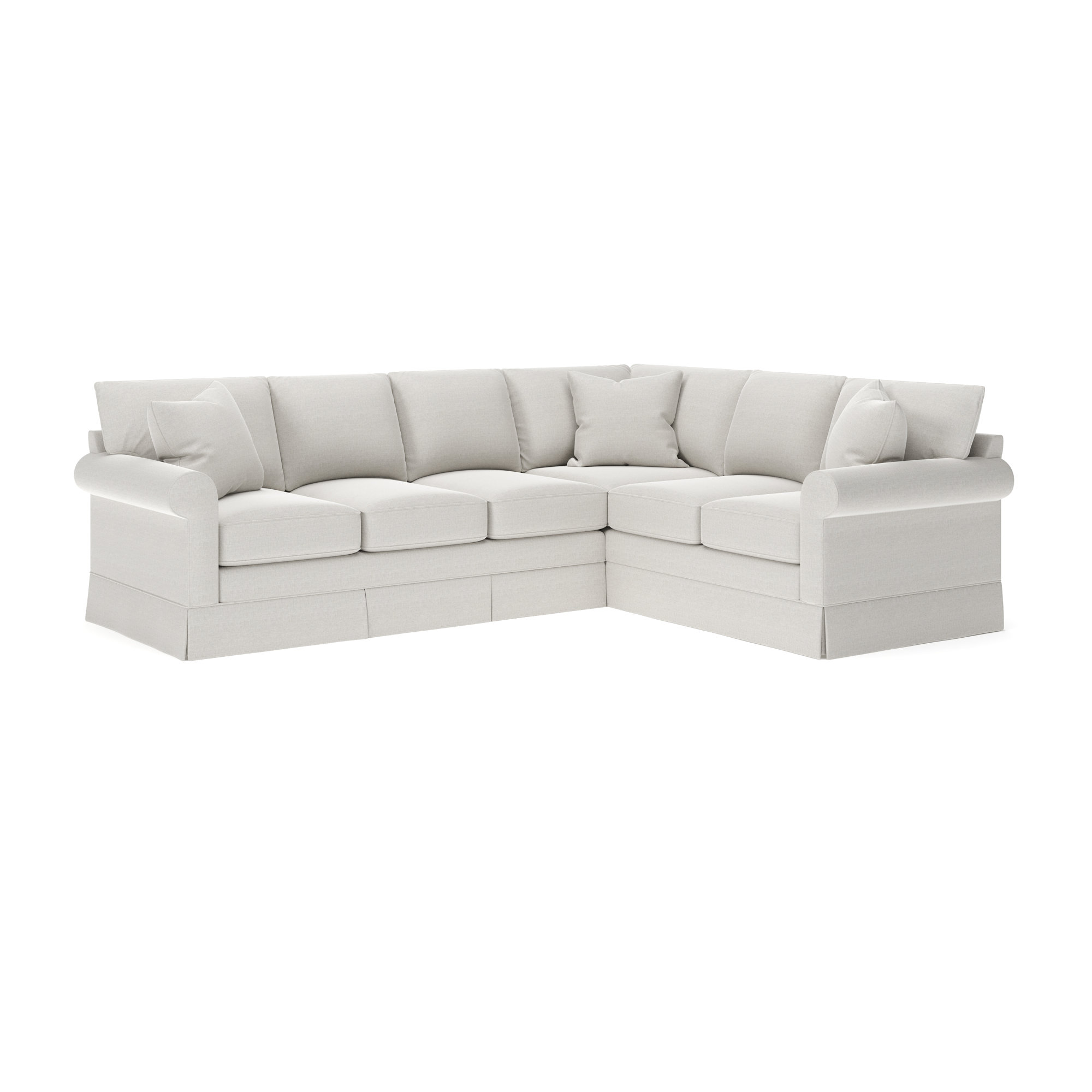 Friedman Upholstered L-Sectional, Drusky Moonglow Sustain® Basketweave, Right Hand Facing