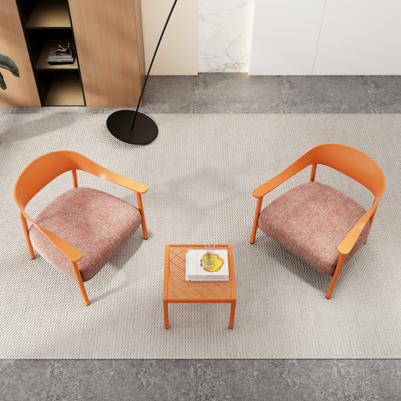 Méridienne et table basse Modern 2, brun abricot, confortable, avec assise brun pour le salon, 2 chaises et 1 table, structure, tissu luxueux, aucune expertise nécessaire