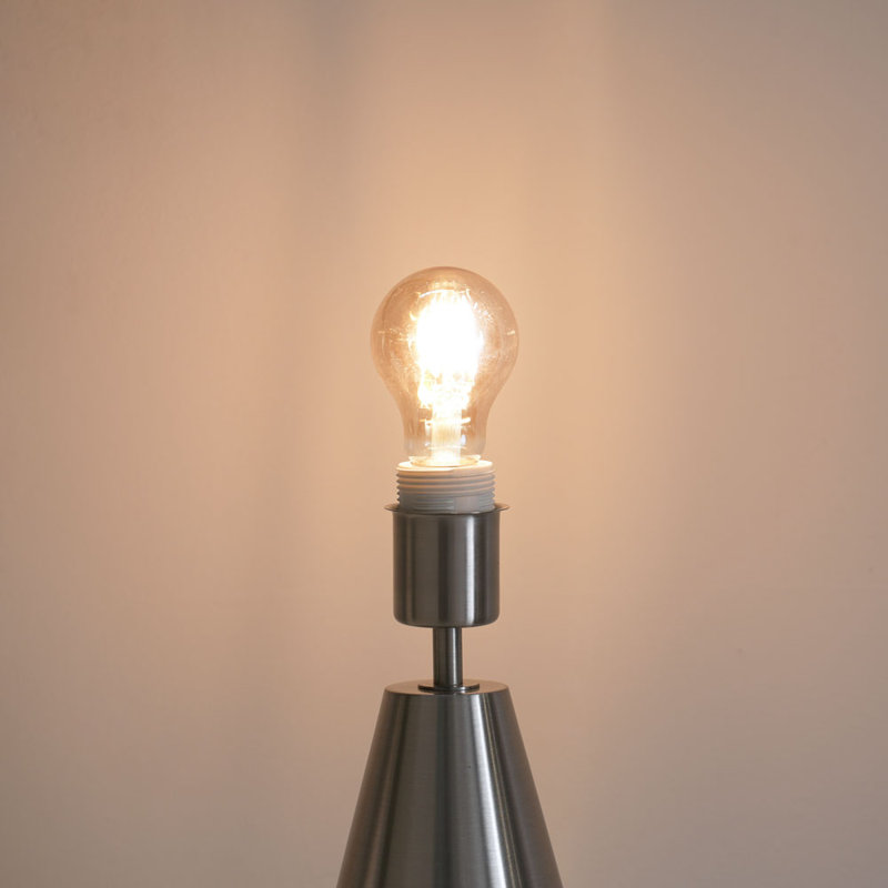 Jax Metal Dimmable Touch Table Lamp with Velvet Drum Shade with LED Bulb, Silver, Grey