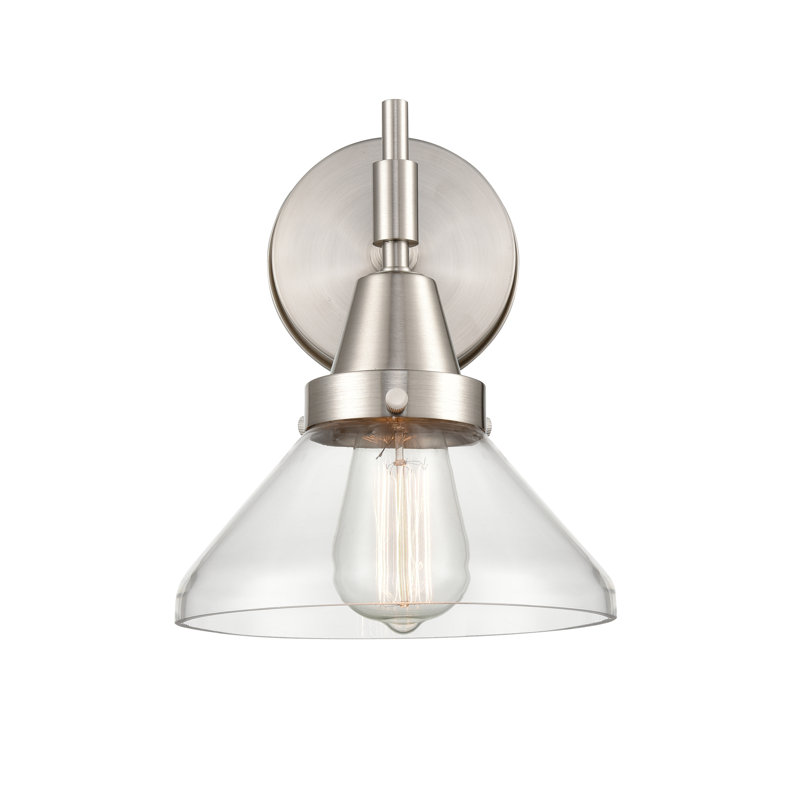 Amede Armed Sconce, Satin Nickel, Clear