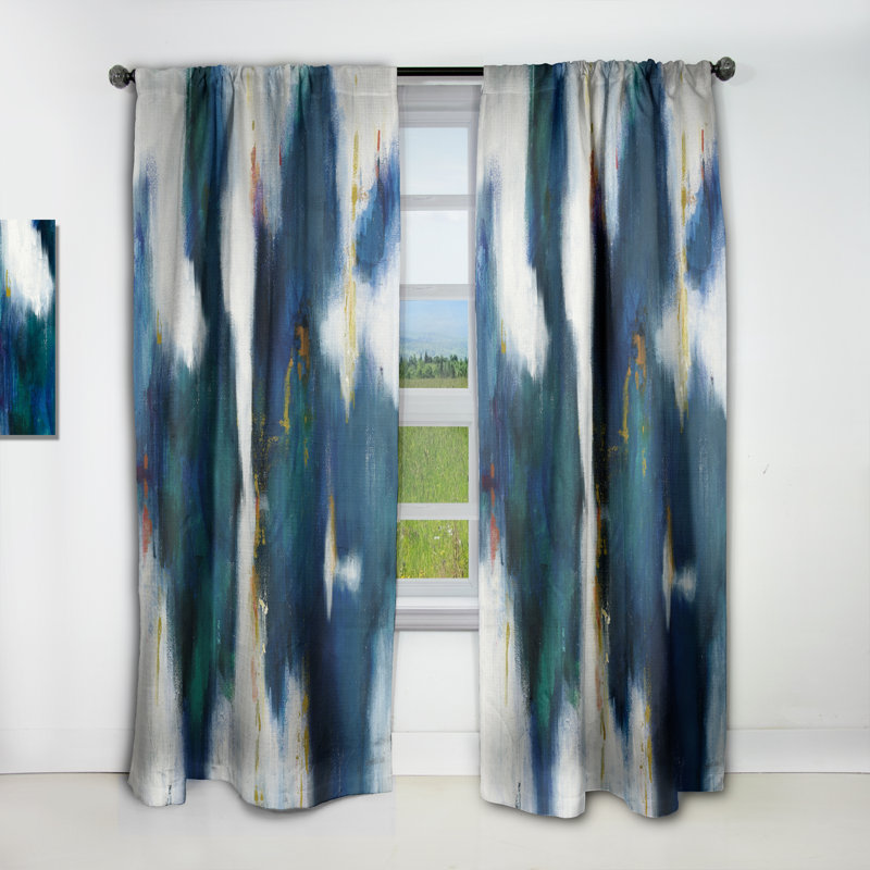 Rideau en polyester Blue Glam Texture I, L 52 po x L 90 po
