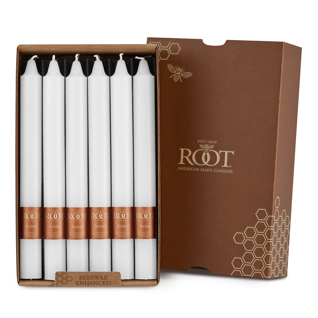 Root Candles Unscented Taper Candle, 9" H x 0.88" W x 0.88" D, White