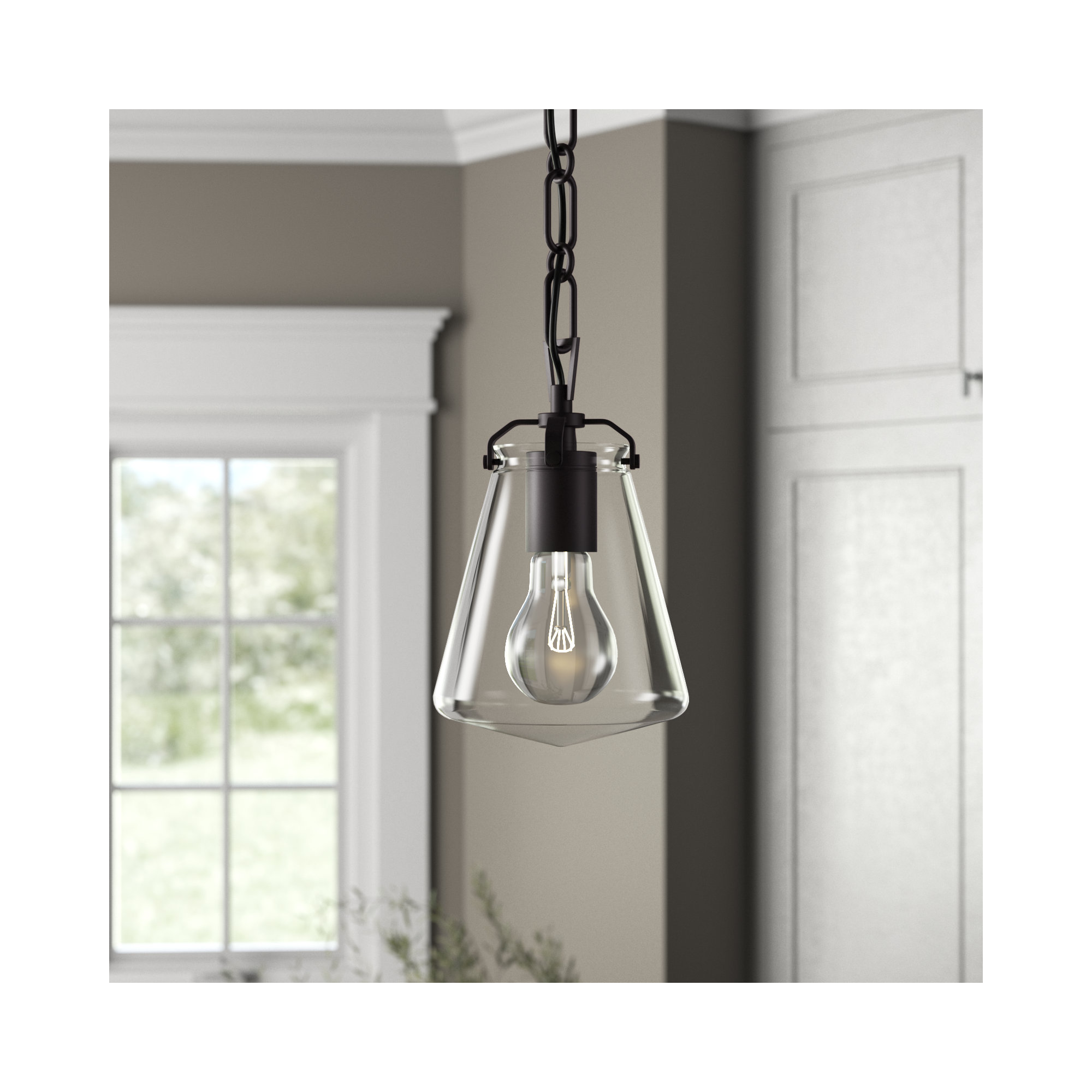 Single Light Dimmable Pendant, Matte Black