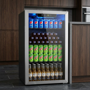 17.32'' W 3.2 Cu.ft Beverage Refrigerator, Drink Fridge with 26 Bottle, Touch Button, 32°F-61°F, Quiet <38dB, LED, Removable Shelves