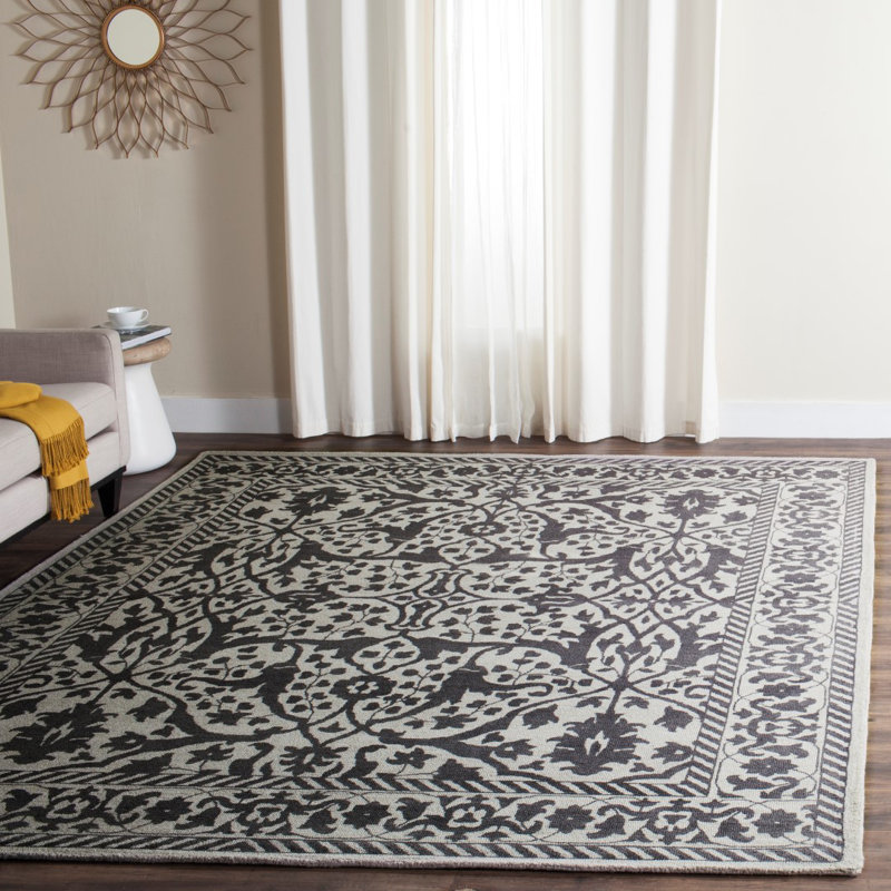 Tapis argenté / gris en laine touffeté à la main Ellicottville, Rectangle 4 pi x 6 pi