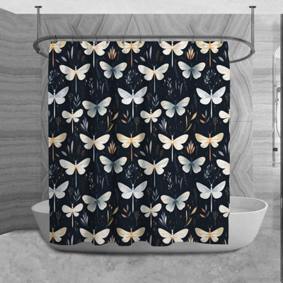 Dragonfly Shower Curtain Animals Bathroom Decor Blue