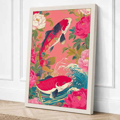 Koi Among Peonies Japandi - Print