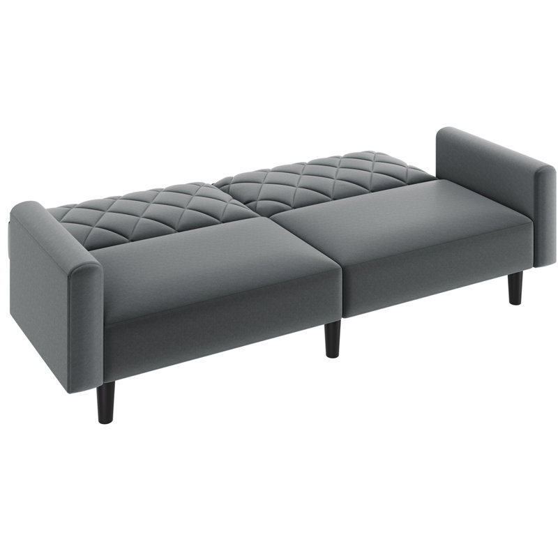 2-Seater Sofa Bed Aidden With Adjustable Backrest, Dark Grey