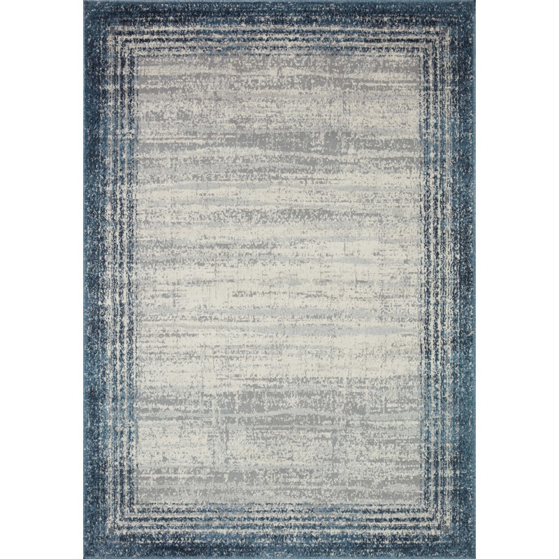 Tapis bleu marine / gris Esenler, Rectangle 11 pi 2 po x 15 pi
