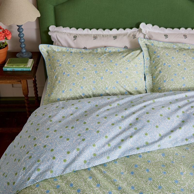 Trailing Ditsy Cotton Percale Duvet Cover Set, King Duvet Cover + 2 Pillowcases