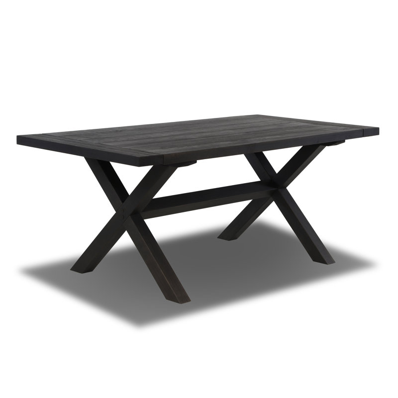 Cascais Rectangular 72'' Solid Wood Table with Trestle Base, Black Oak