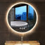 Miroir de salle de bain rond à fixation murale avec lumières DEL-1576822575