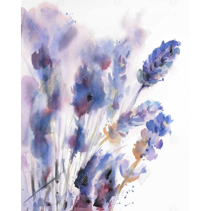Watercolor Lavender Flowers - Rustic Floral Canvas Decor