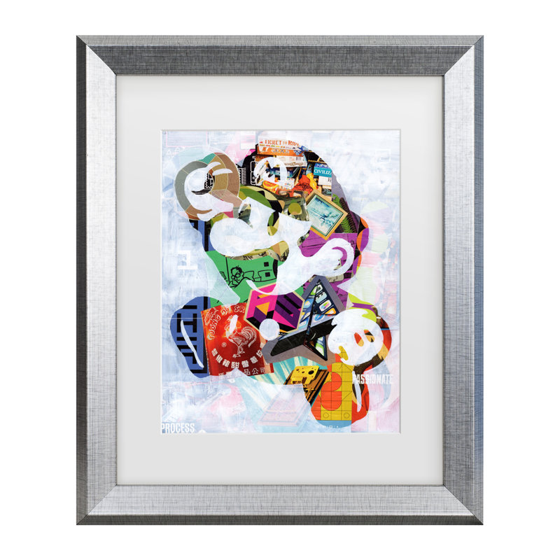 " Mario " by Artpoptart, 23.5" H x 19.5" W x 0.75" D, Silver