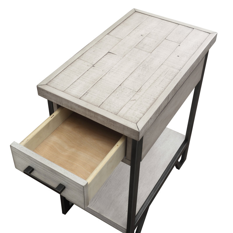 Table de bout avec rangement, Blanc antique