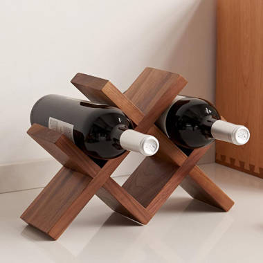 Modern Wall Mounted Wood Wine Rack 4-Bottle & 4 Wine Glass Rack