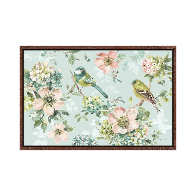 Mint Crush I On Mint by Lisa Audit - Painting on Canvas, 101.6cm H x 152.4cm W x 3.81cm D, Classic Brown Wood Framed