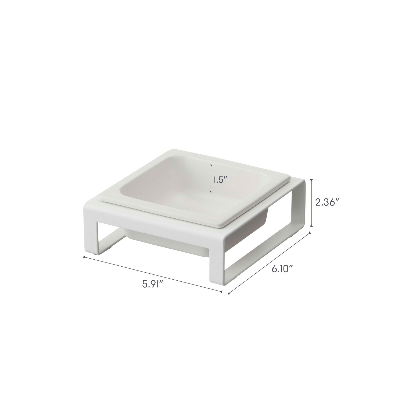 Steel and Ceramic Elevated Feeder, White