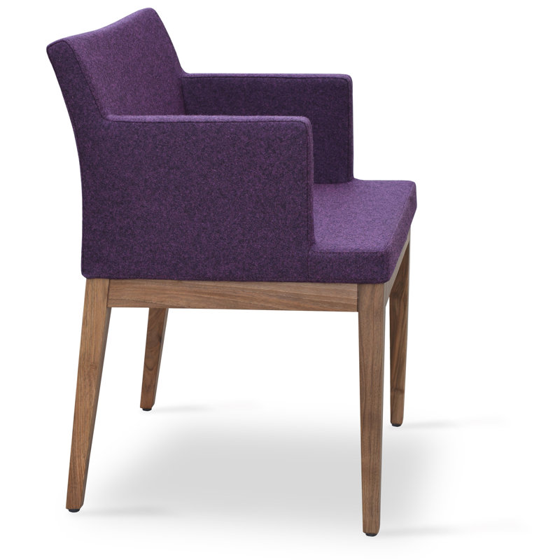Soho Wood Arm Chair, Walnut, Silver Wool