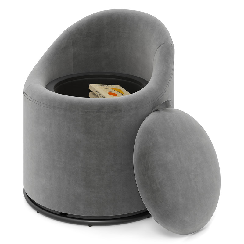 1 fauteuil demi-tonneau avec rangement pivotant à 360 ° avec dossier gris PCS, Gris
