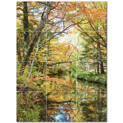 Autumn Photo 4.25'' x 4.25'' Satin Ceramic Decorative Mural