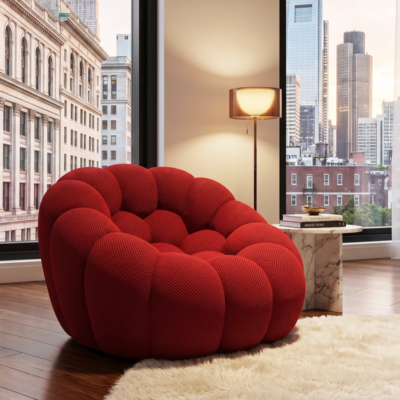 Chaise canapé moderne à bulles, fauteuil lounge en tissu alvéolé respirant sans assemblage requis pour salon, chambre à coucher, appartement